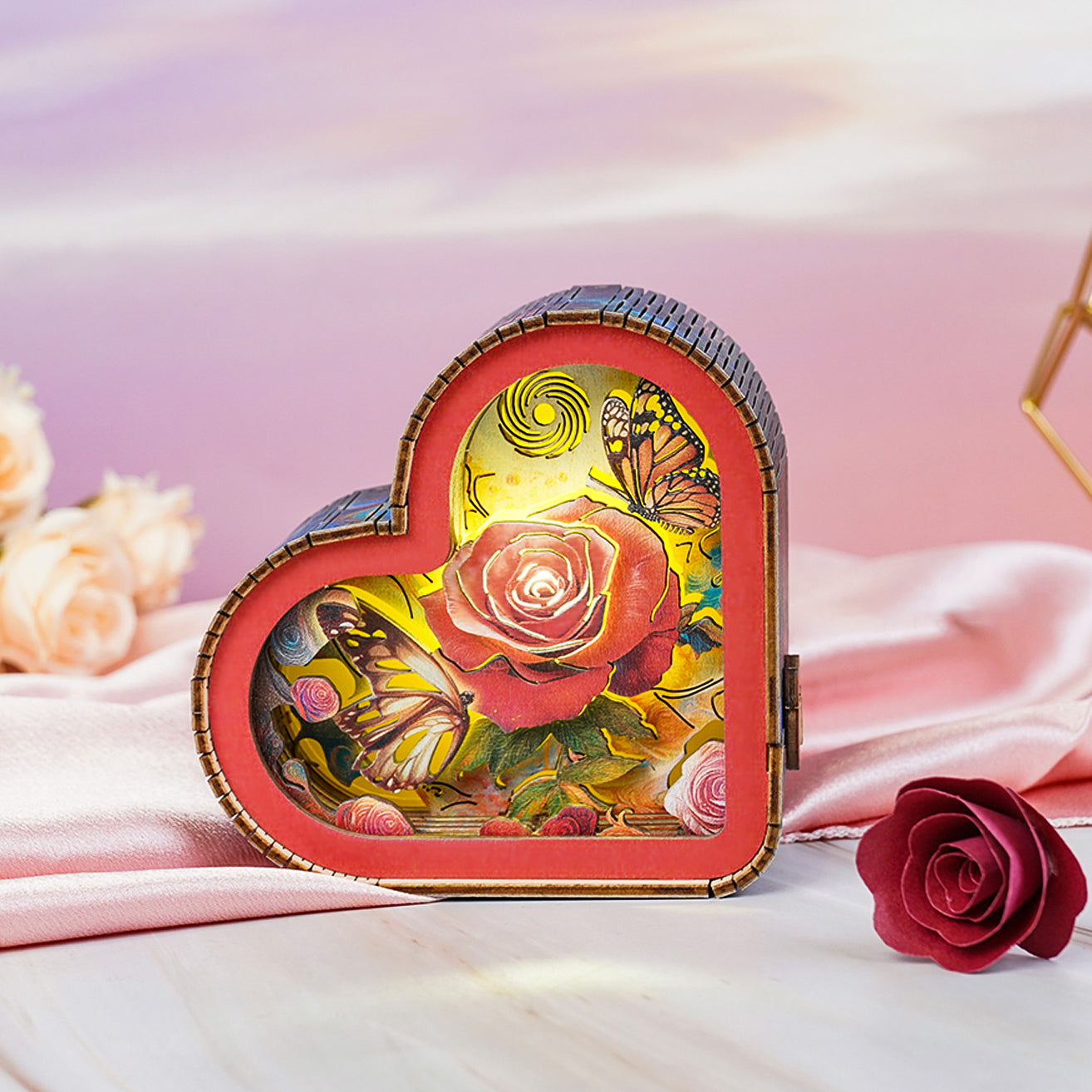 Flowers and Butterflies Kit - 3D Wooden Puzzle Night Light