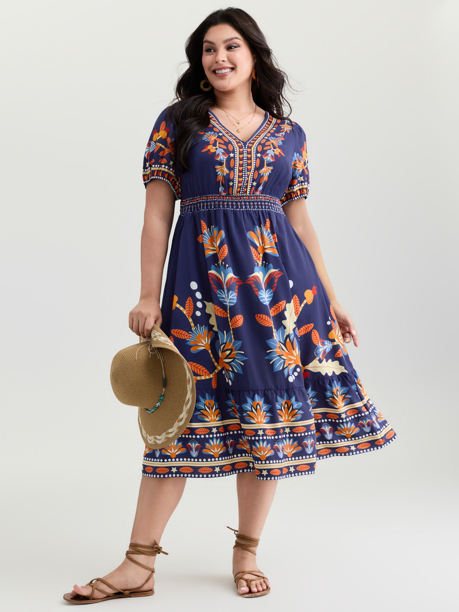 Supersoft Bright Floral Print Midi Dress