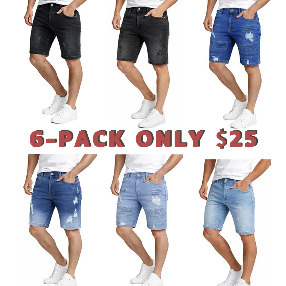 Mens 3 Pack Classic Jean Shorts with Multiple Styles (30-42)