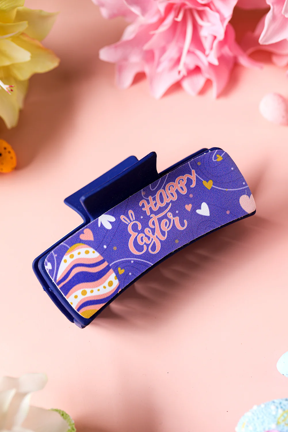 Lilac Happy Easter Print Large Hair Claw Clip
