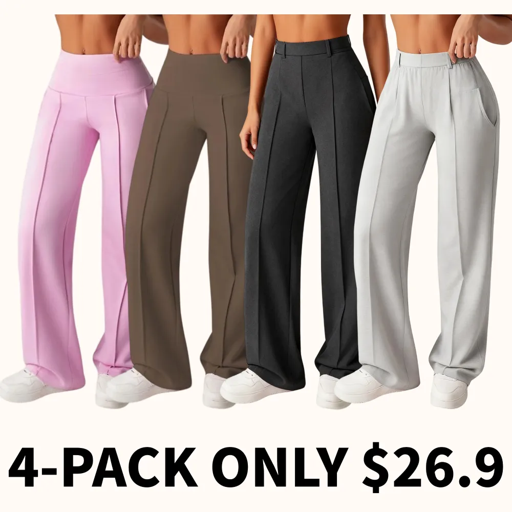 Women's solid color loose straight leg pants