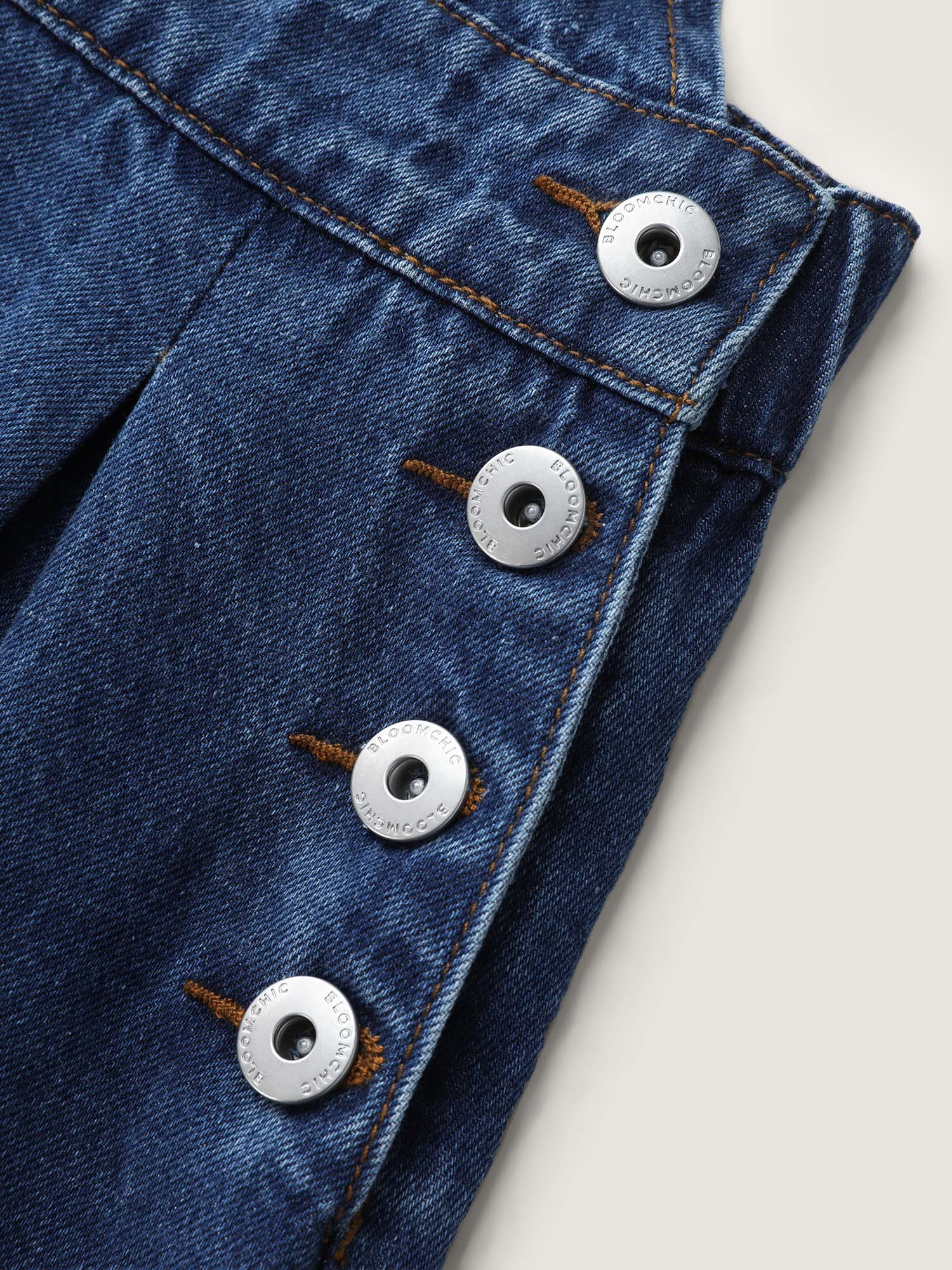 Elastic Waistband Adjustable Overall Denim Dress