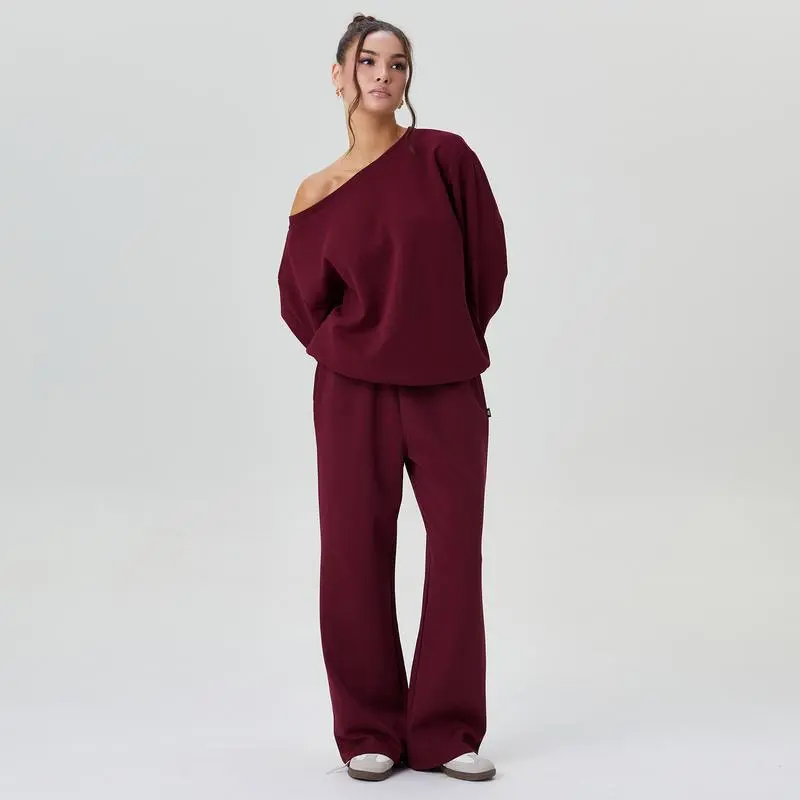 Women’s Sloping Shoulder Top & Wide Leg Pants Set