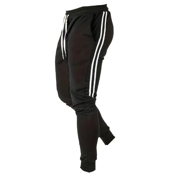 Men's athletic jogger pants with multiple colors and side stripes