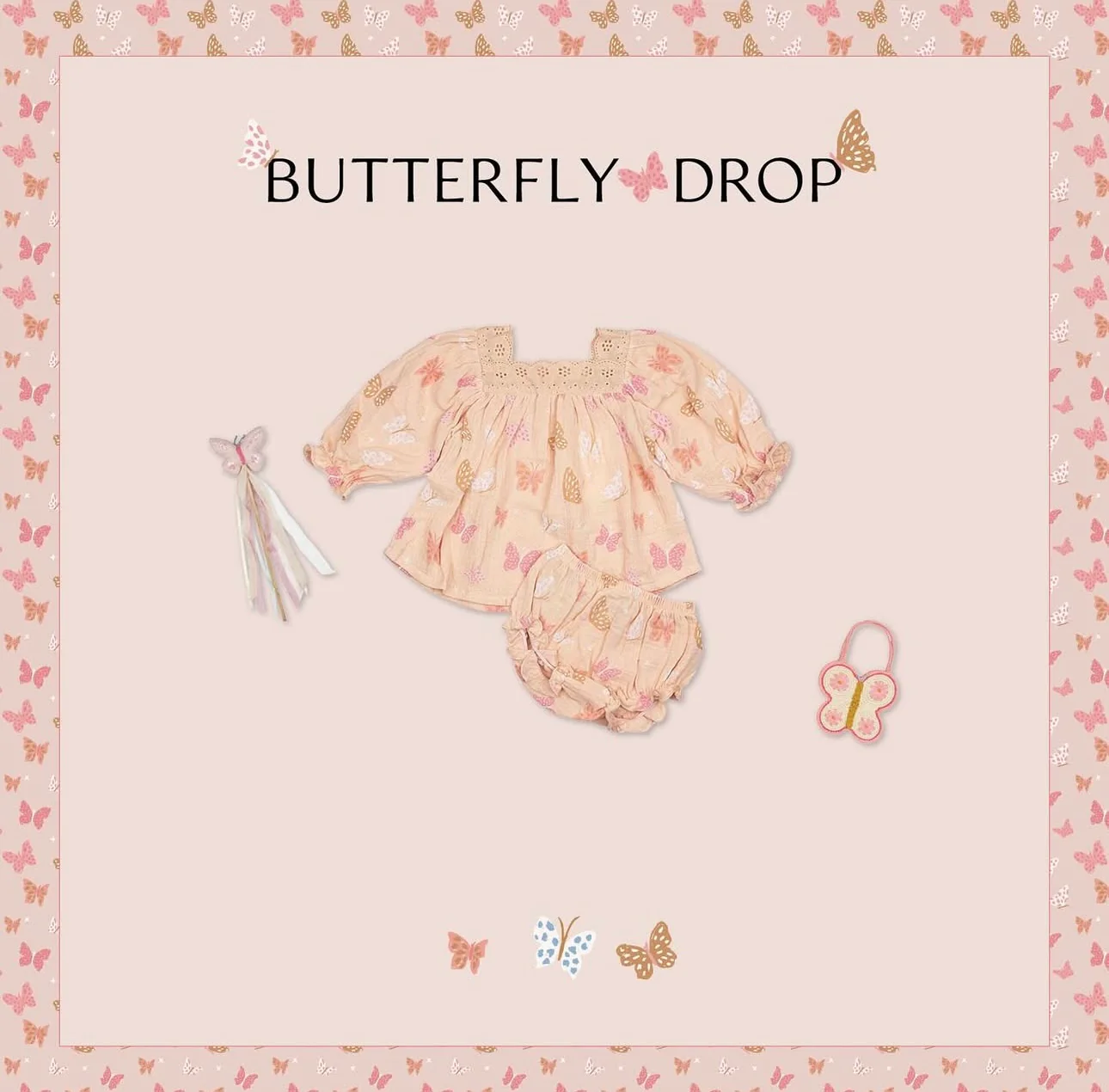 Ciel Two Piece Set - Petal Pink Butterfly