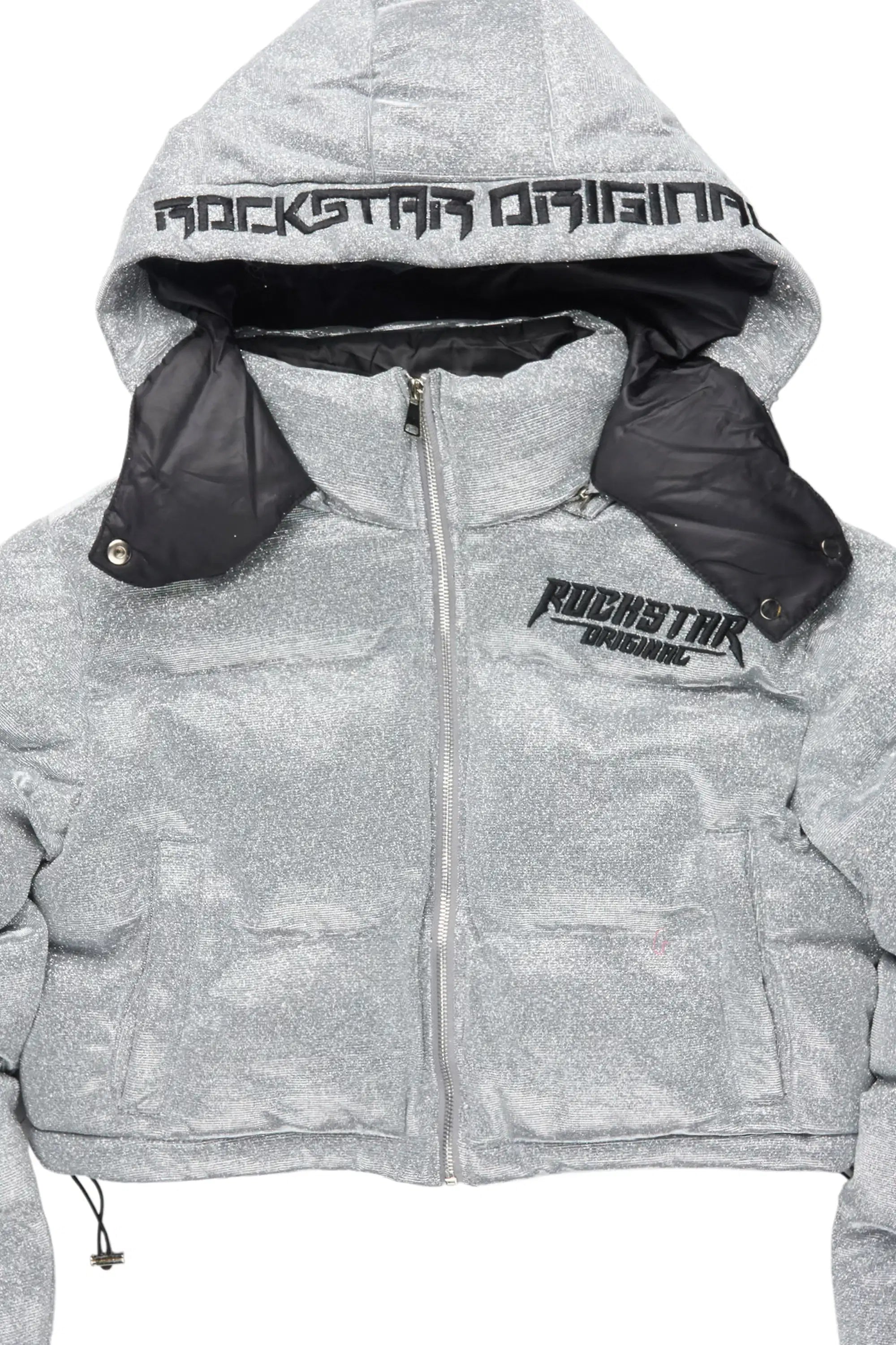 Meranda Silver Glitter Puffer Jacket