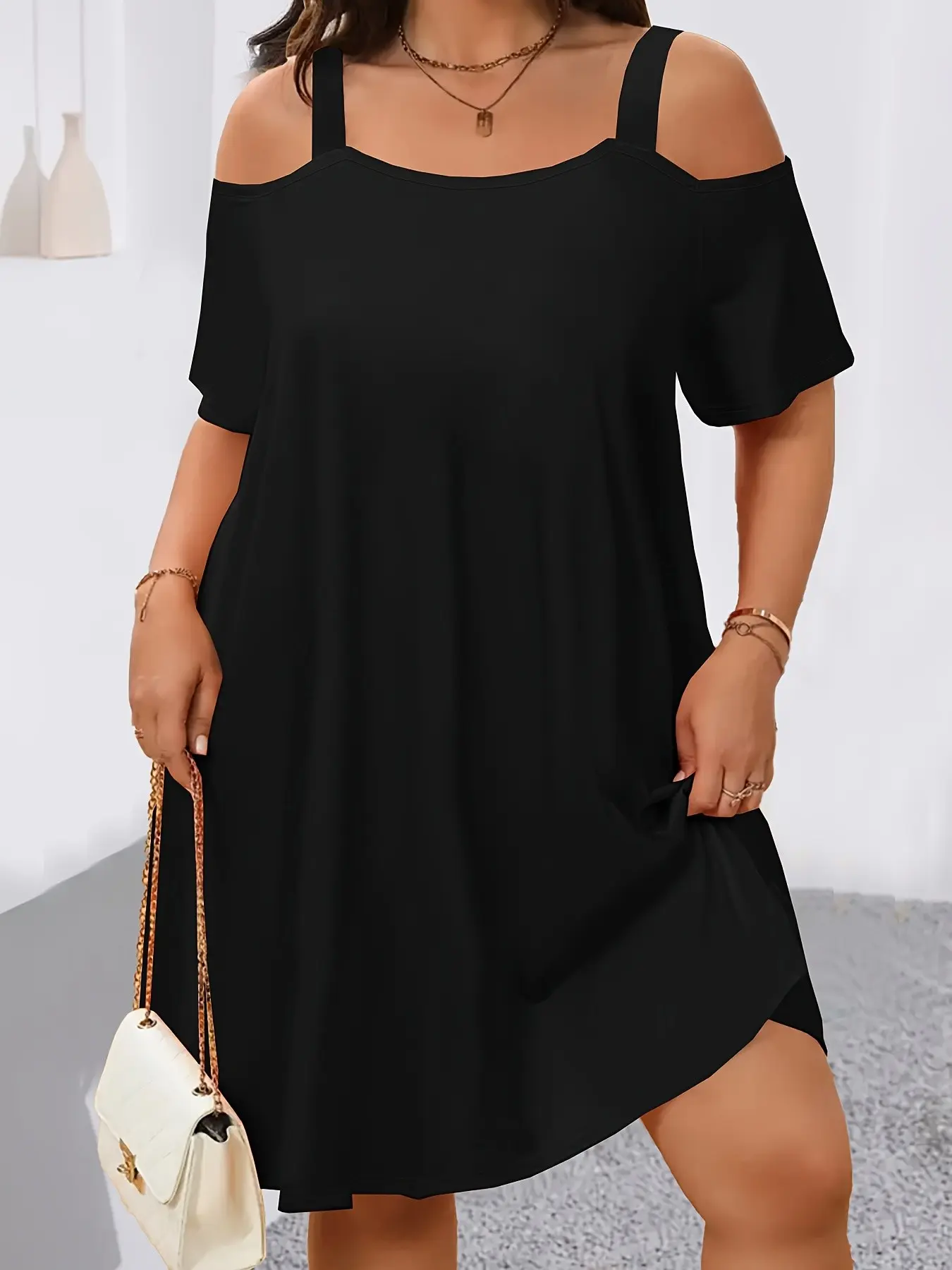 🔥8 PACK $24-Plus Size Women's off Shoulder Strapless Dress, 8 Colors Available