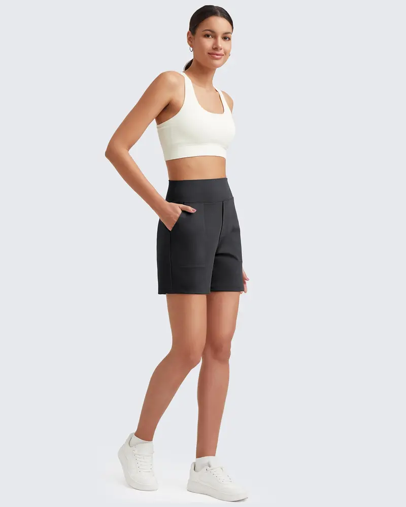 Women's athletic shorts - high-waisted running and yoga shorts (with pockets)