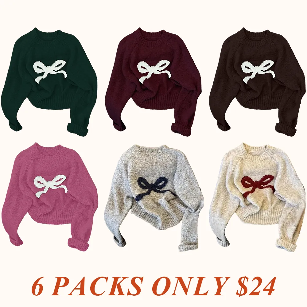 Elegant Bow Knit Sweater for Women