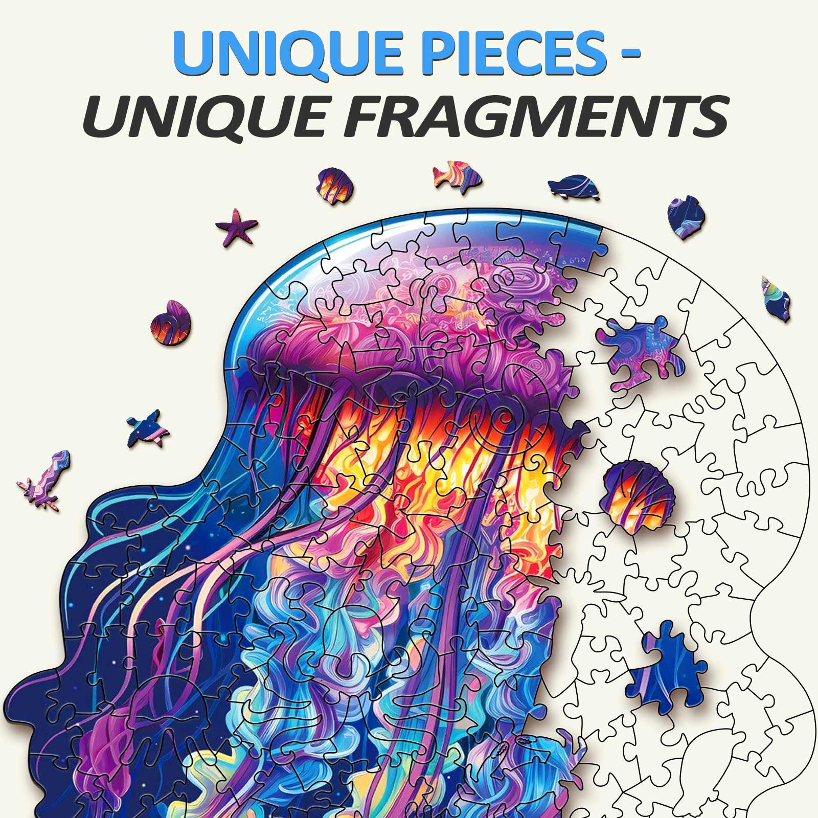 Watercolor Jellyfish Wooden Jigsaw Puzzle