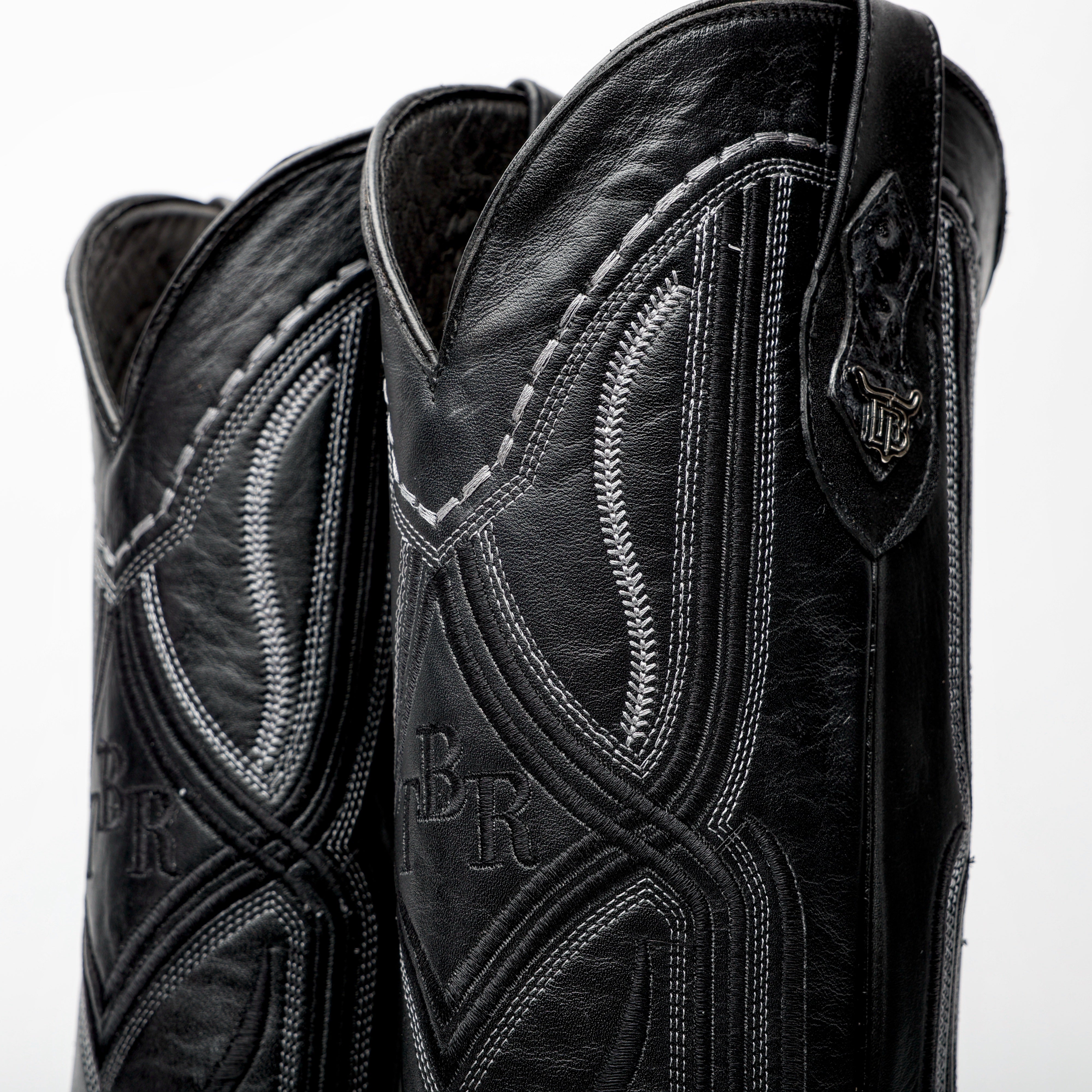 Grey Ostrich Leather Boots - Square Toe