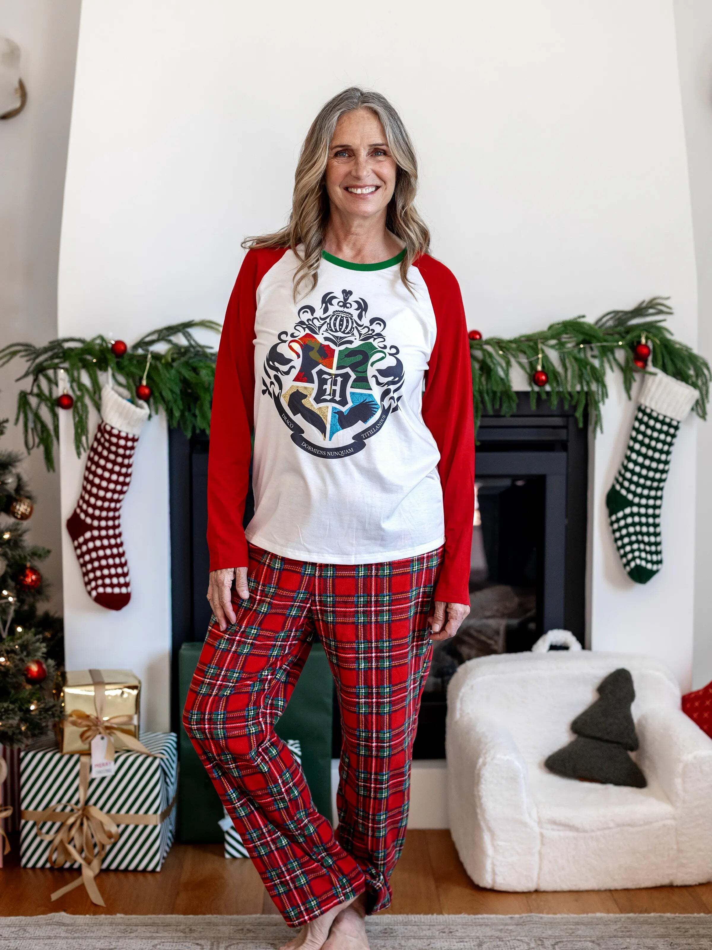 Christmas Family Matching Fleece Pajamas Set with Christmas Socks Red