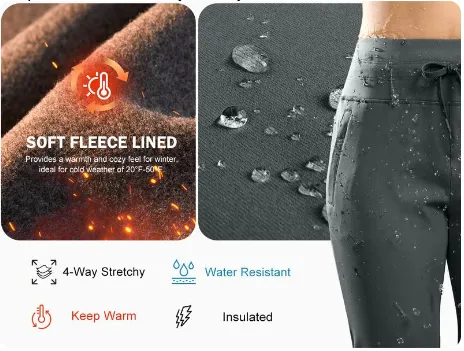 Women's Highwaist Fleece Lined Warm Water Resistant Joggers