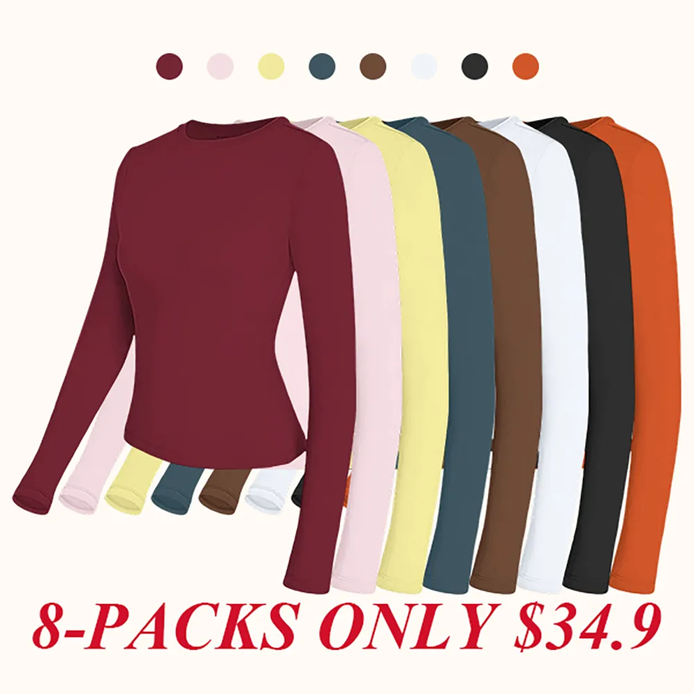 Women's Long Sleeve Shirts Basic Crop Tops