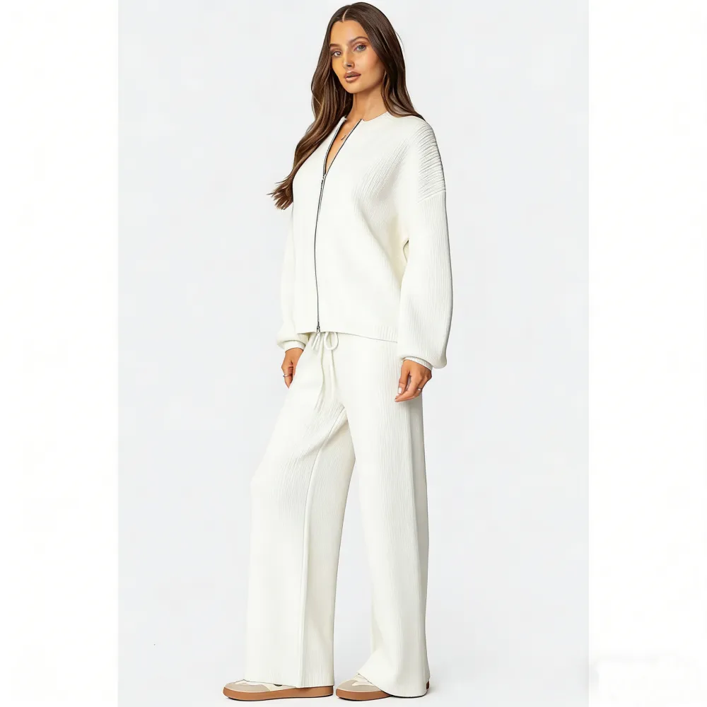 Knit Zip Up Sweater Set