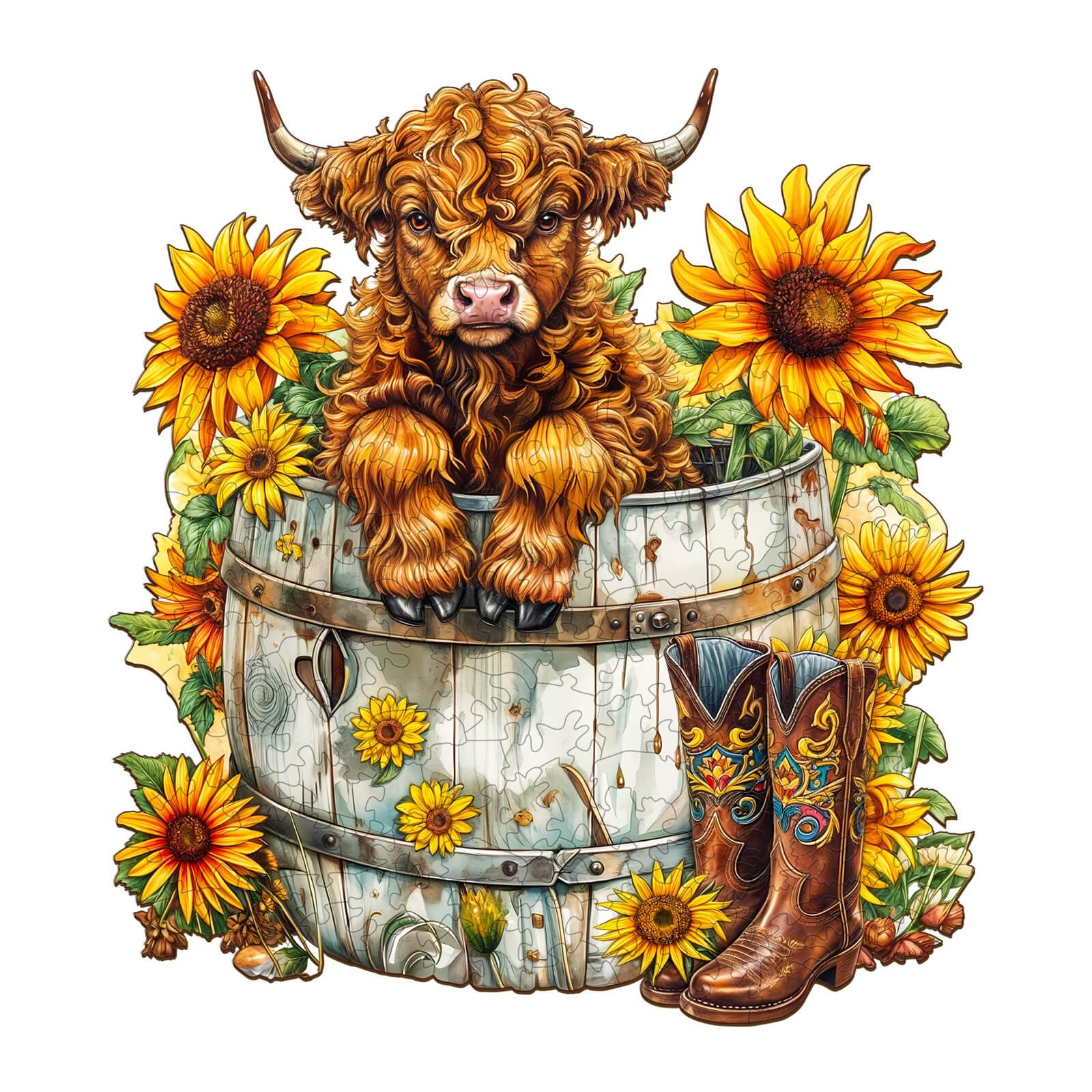 Sunflower Pasture-2 Wooden Jigsaw Puzzle