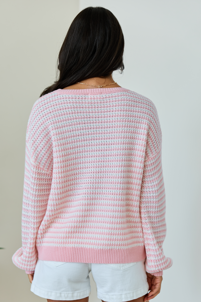 Lennon Blush and Ivory Striped Knit Sweater