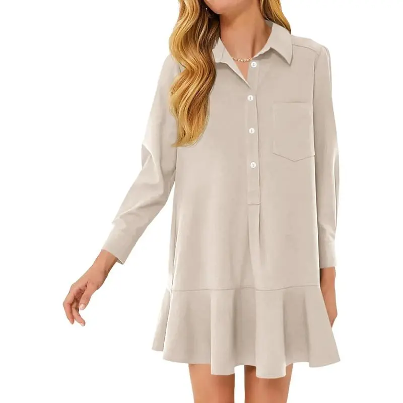 Womens Casual Button Down Shirt Dress