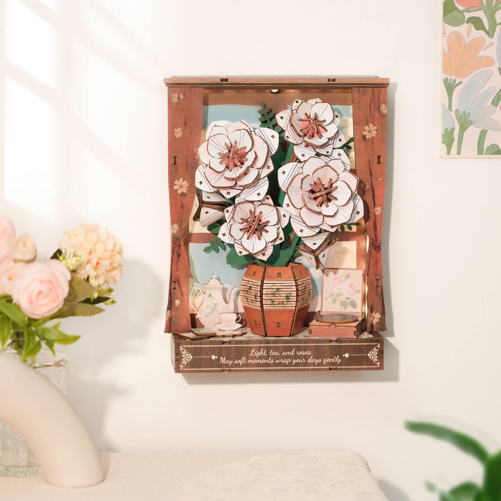 Crimson Rose Whispers– DIY Wooden Painting, 3D Puzzle Craft Kit