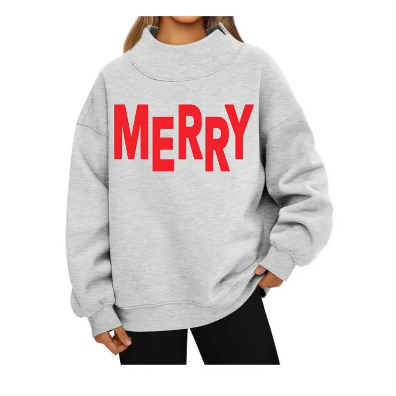 Merry Christmas Puff Print Design Sweatshirt