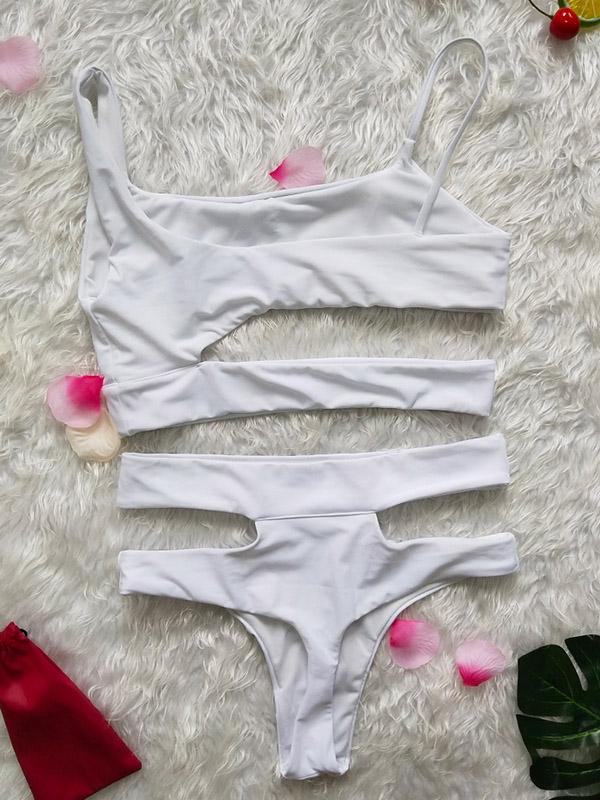Hollow Sexy Plain Bikinis Swimwear