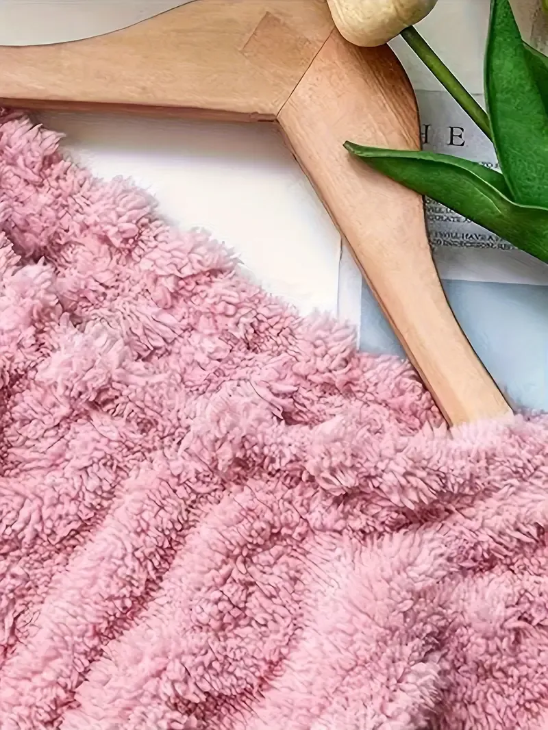 Women'S Cozy Plush Pajama Set - 100% Polyester Long Sleeve Crew Neck Loungewear with Solid Color Pullover Top and Long Pants for