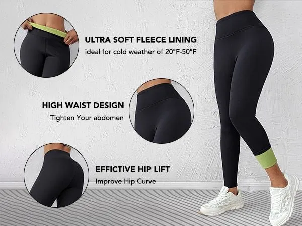 Women‘s Fleece Lined Active Pants Thick Soft Tummy Control Termal Warm Winter Shaping Pants