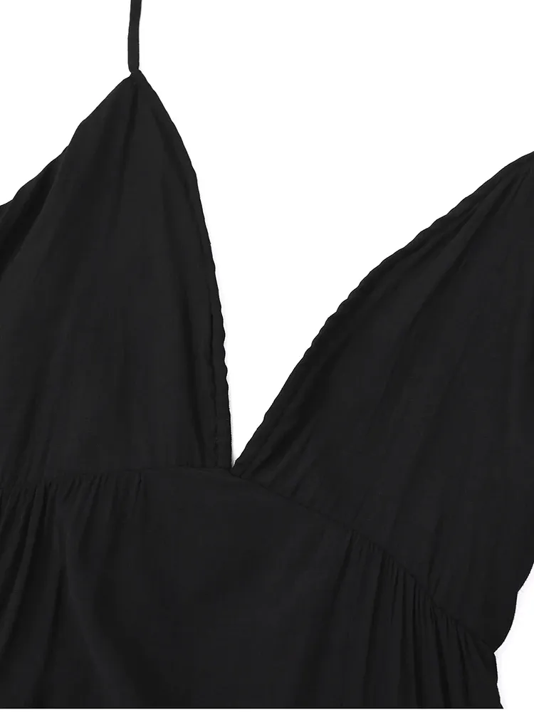 Women's Casual Fashion Solid Color Dresses V-Neck Sleeveless Dresses