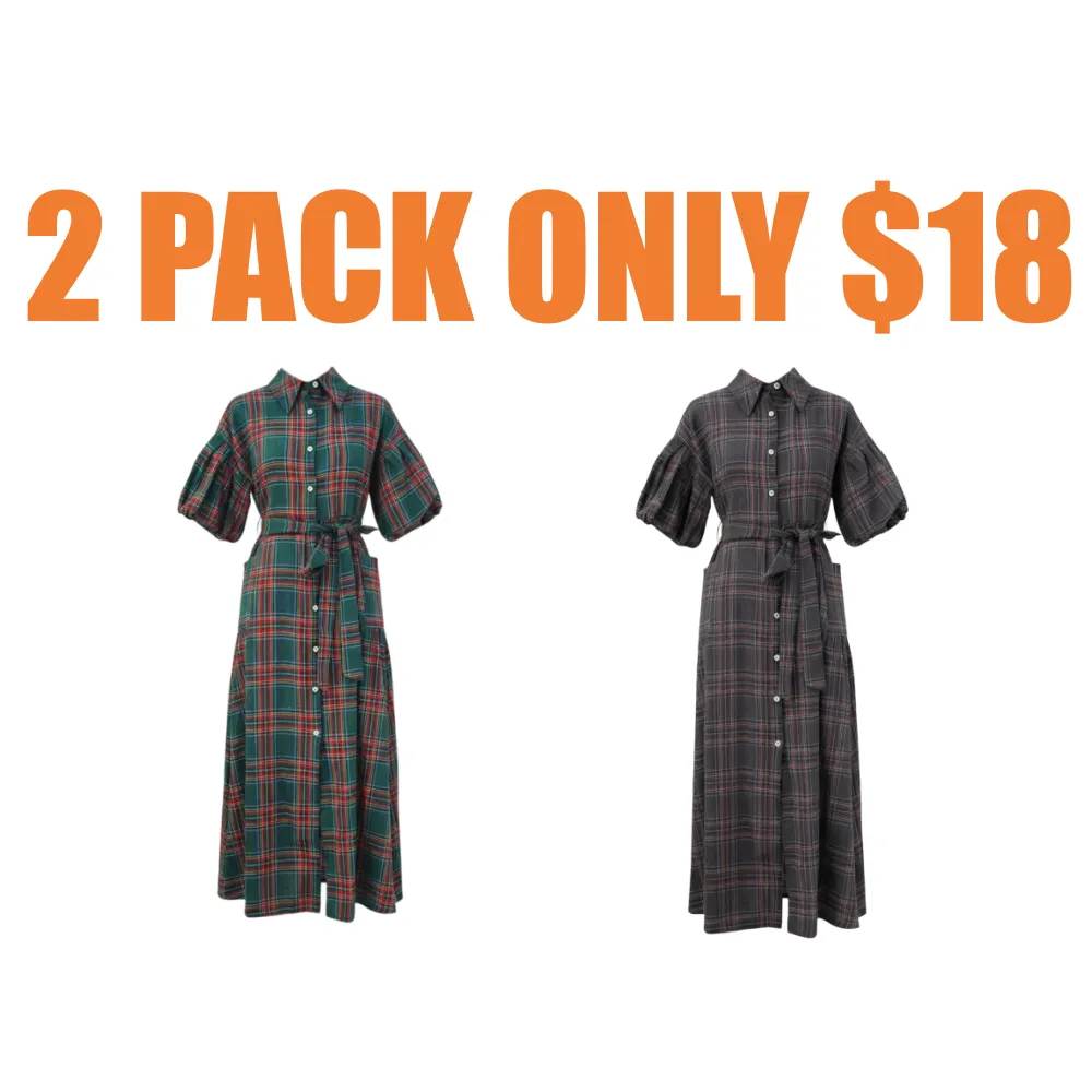 Christmas Womens Casual Button Down Shirt Dress