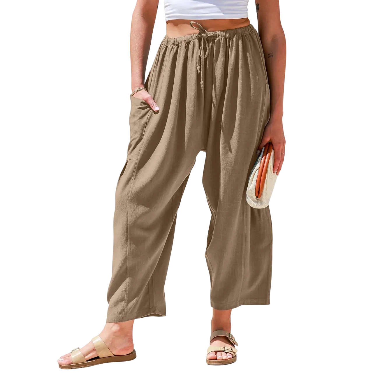 Women’s Linen Blend Wide-Leg Pants