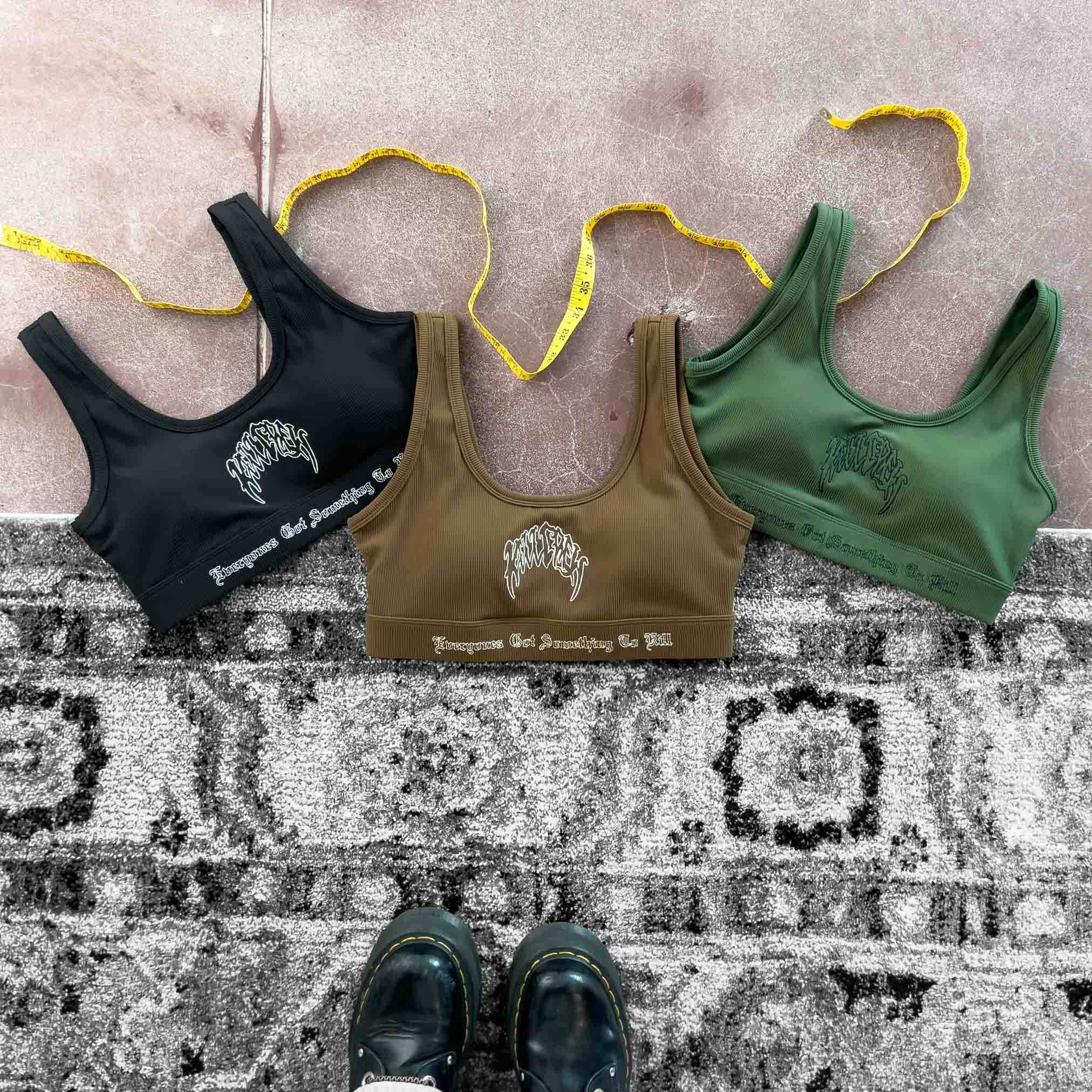 KILL CREW RIBBED SPORTS BRA - BROWN