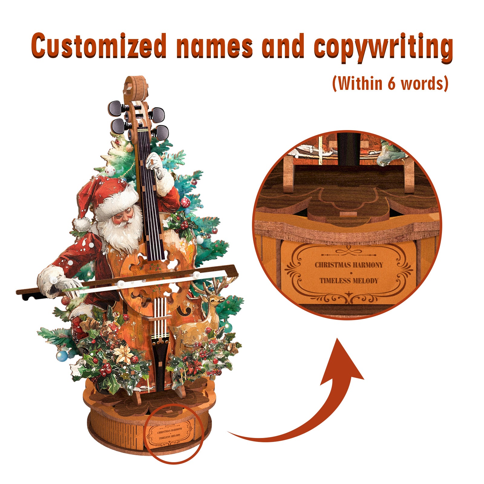 Christmas Concerto Cello – DIY Wooden Music Box, 3D Puzzle Craft Kit