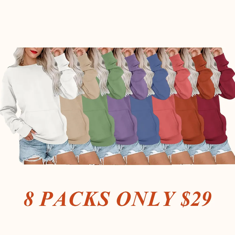 Women's Crewneck Hoodless Sweatshirt Hoodless Sweatshirt with Kangaroo Pocket Fleece Long Sleeve