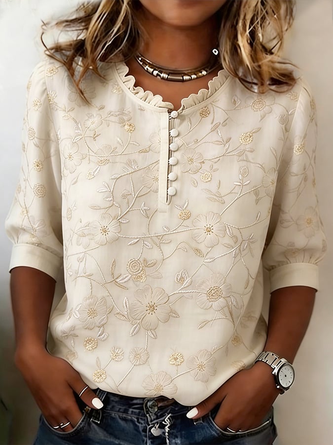 Women's elegant floral print top- Fast Shipping
