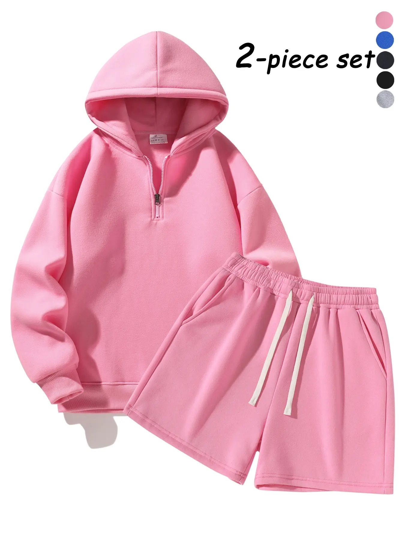 Men's Half-Zip Hooded Sweatshirt and Shorts Two-Piece Set