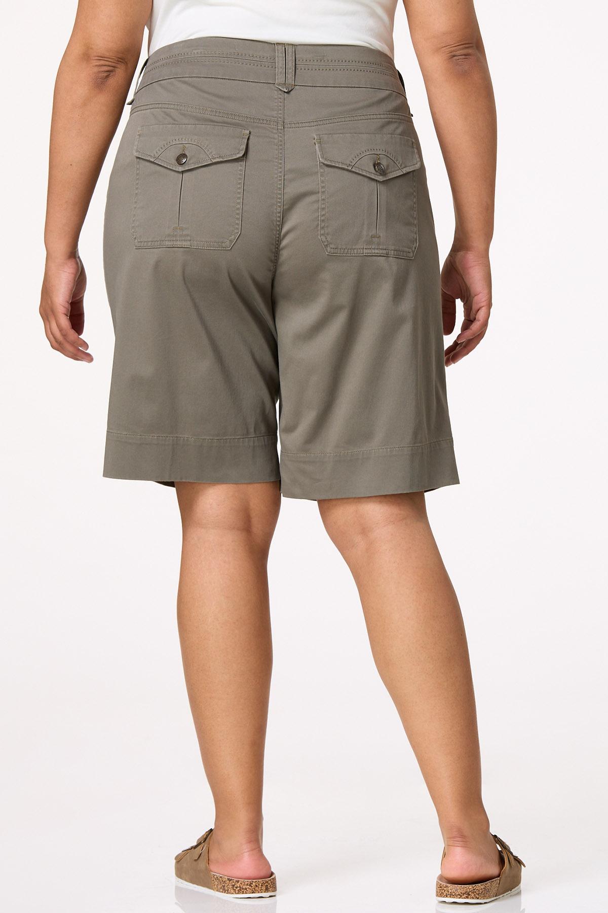 Plus Size Solid Utility Bermuda Shorts