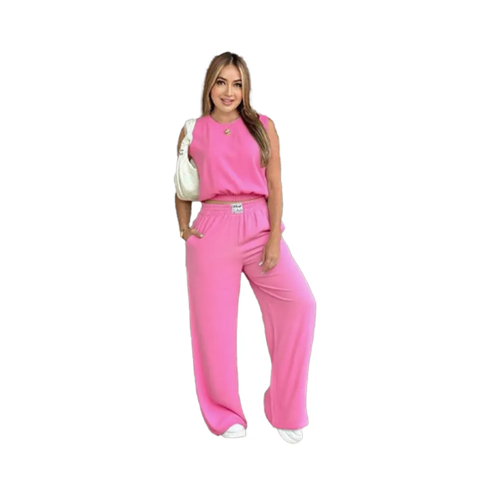 Women's Solid Color Tank Top & Wide Leg Pants Set (Just $3 Each!)