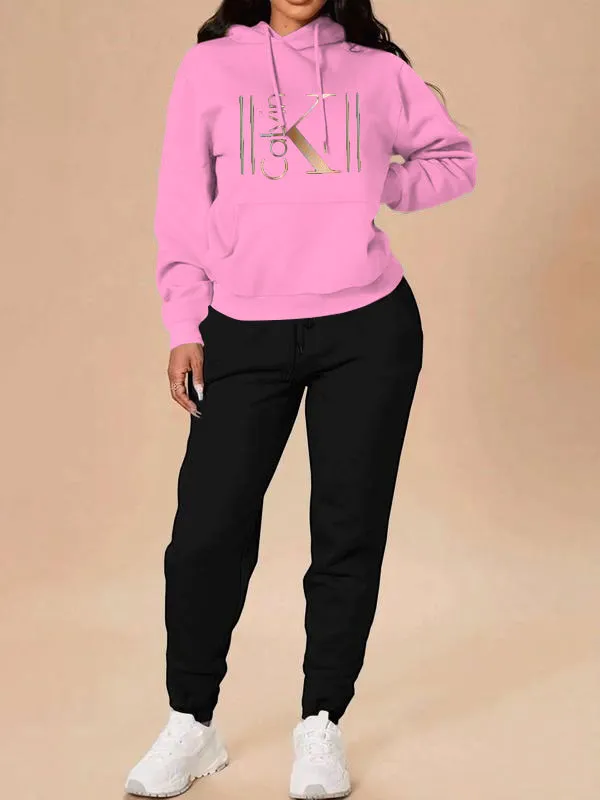 Women's Casual Hooded Sweatshirt Set