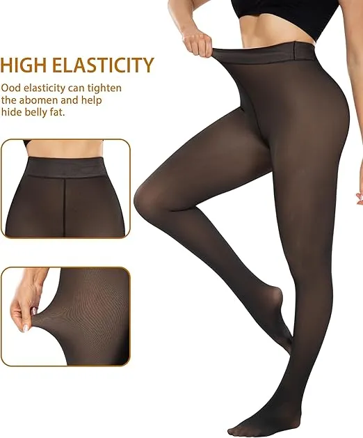 2.6$ Each Women's Fleece Lined Tights - Fake Sheer Warm Pantyhose Thick Winter Leggings