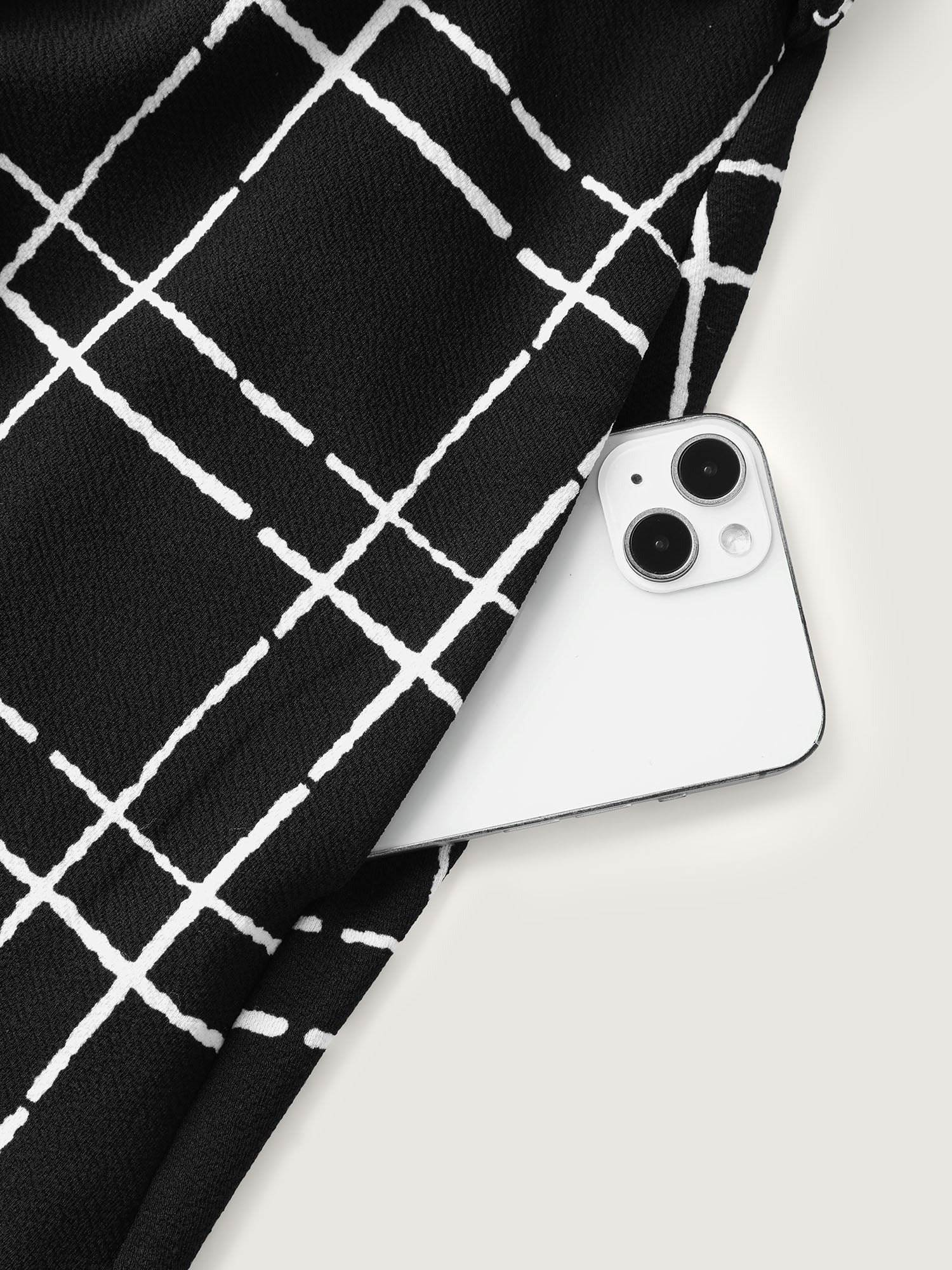 Grid Print Knit Belted Midi Dress