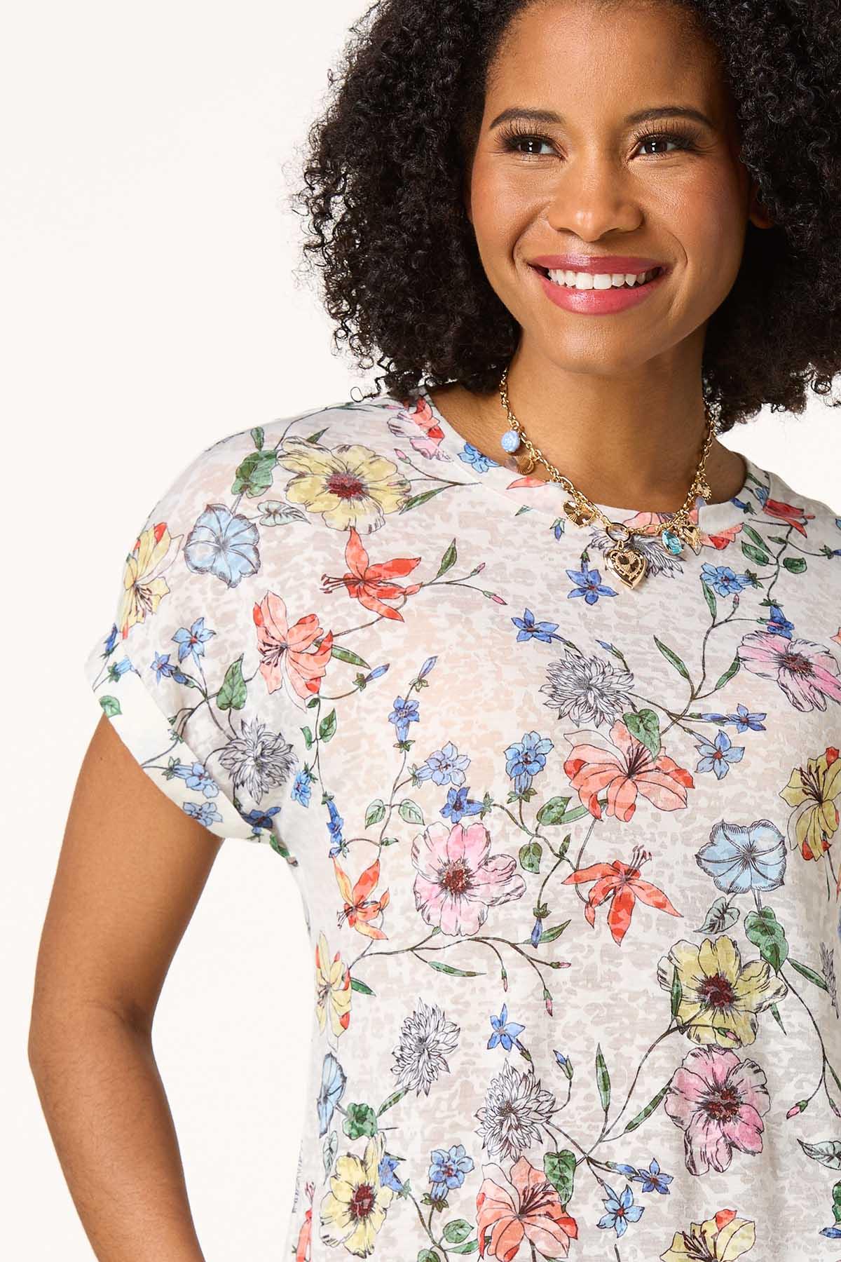 Burnout Floral Top
