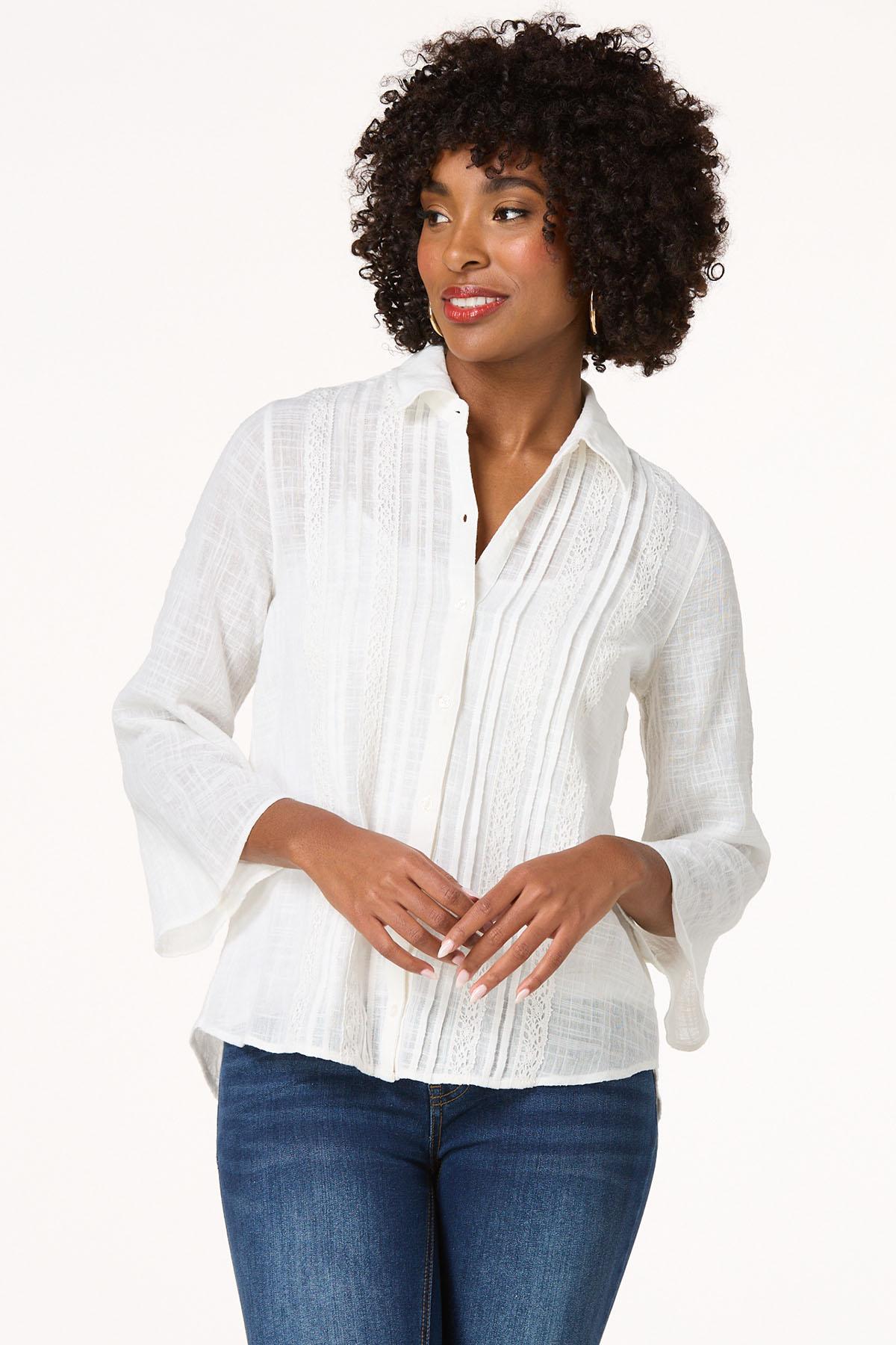Pleated Lace Trim Shirt
