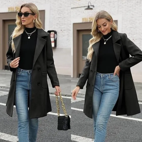 Women Winter Wool Blend Camel Mid-Long Coat