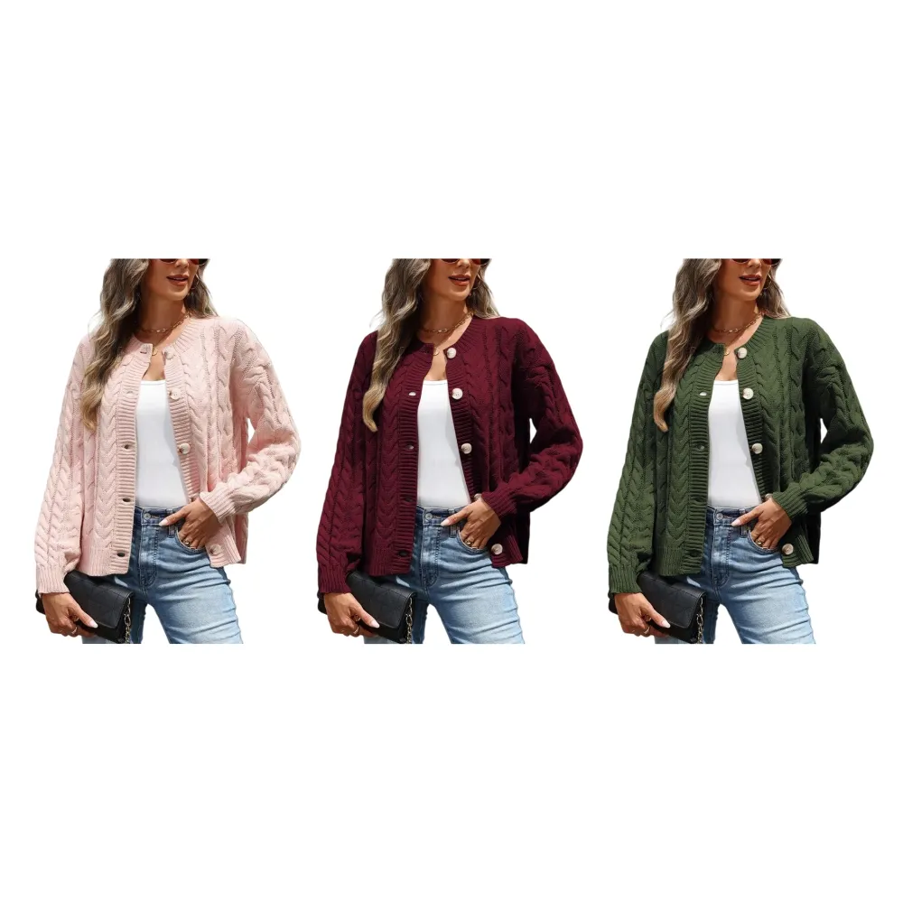 Casual Cable Knit Cardigan Sweaters for Women