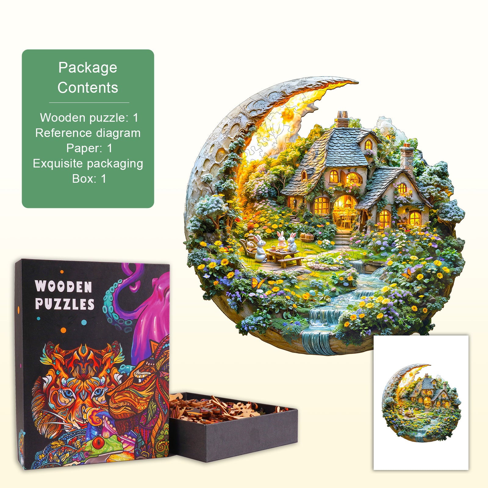 Moonlight Garden-2 Wooden Jigsaw Puzzle