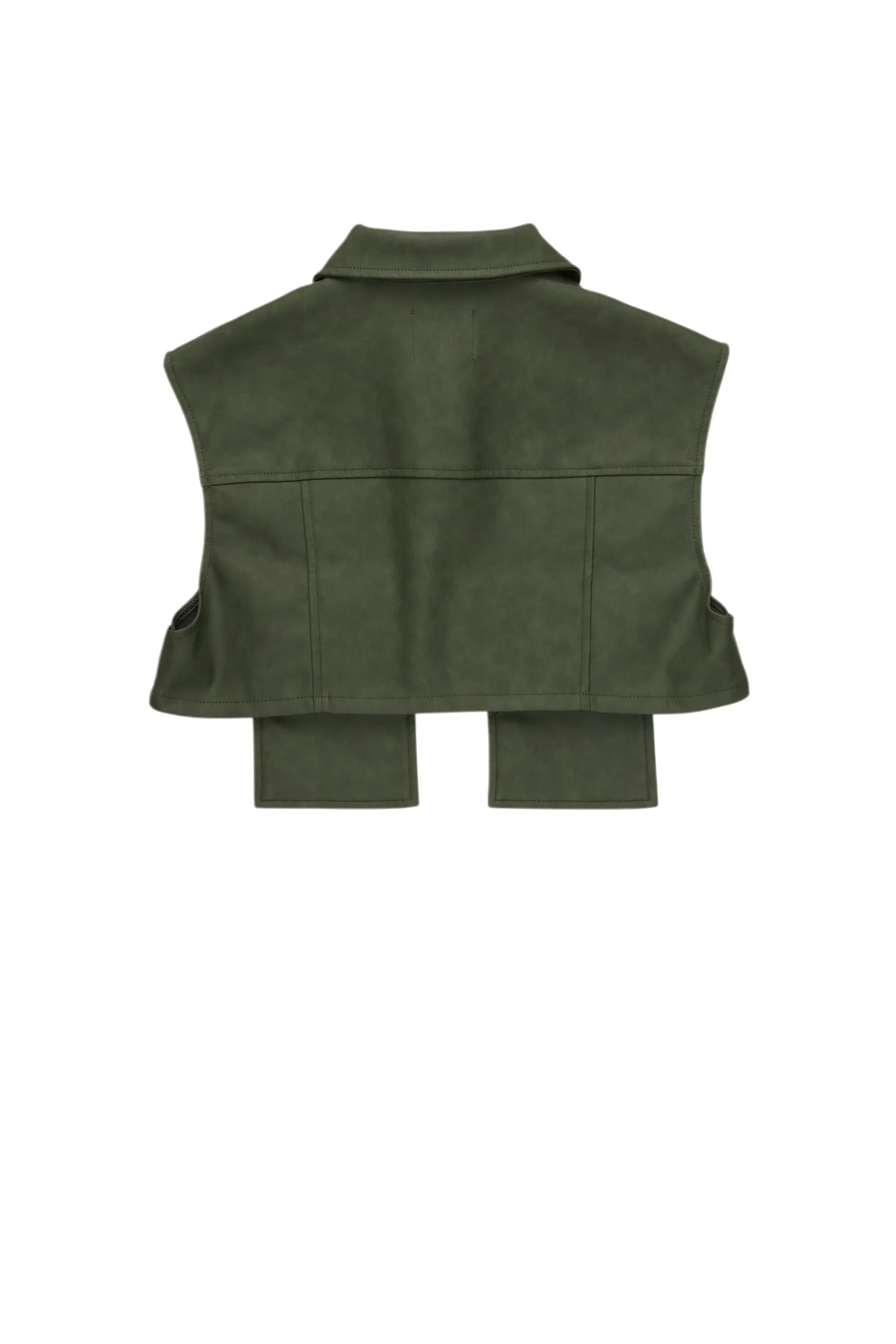 Kiedra Green Cargo Faux Leather Vest
