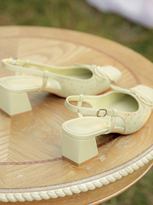 Belt Buckle Rhinestone Split-Joint Square-Toe Sling Shoes Pumps