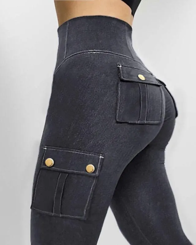 Womens Butt Lifting Leggings with Flap Pockets High