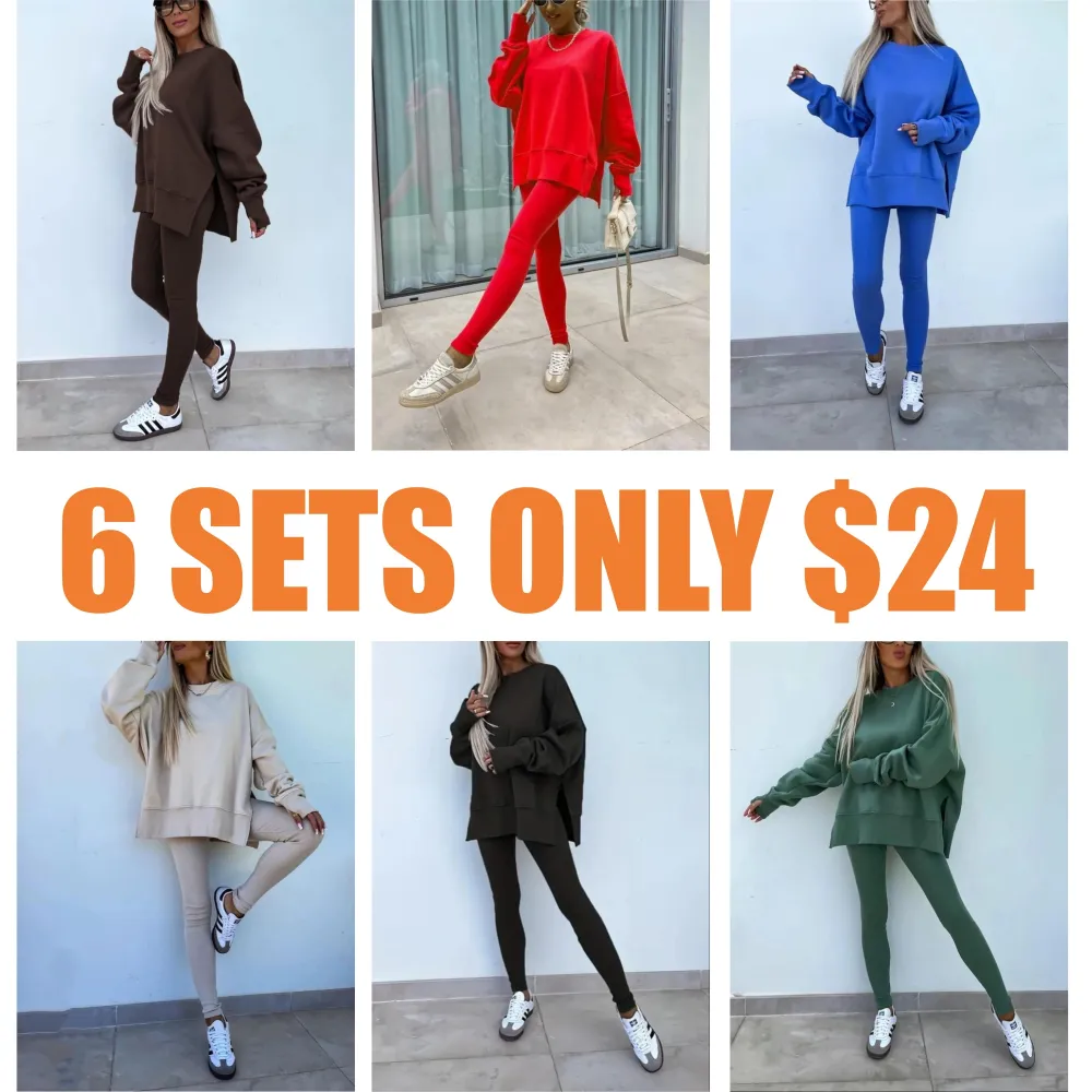 Women's Solid Sweatshirt & Skinny Pants Two-piece Set