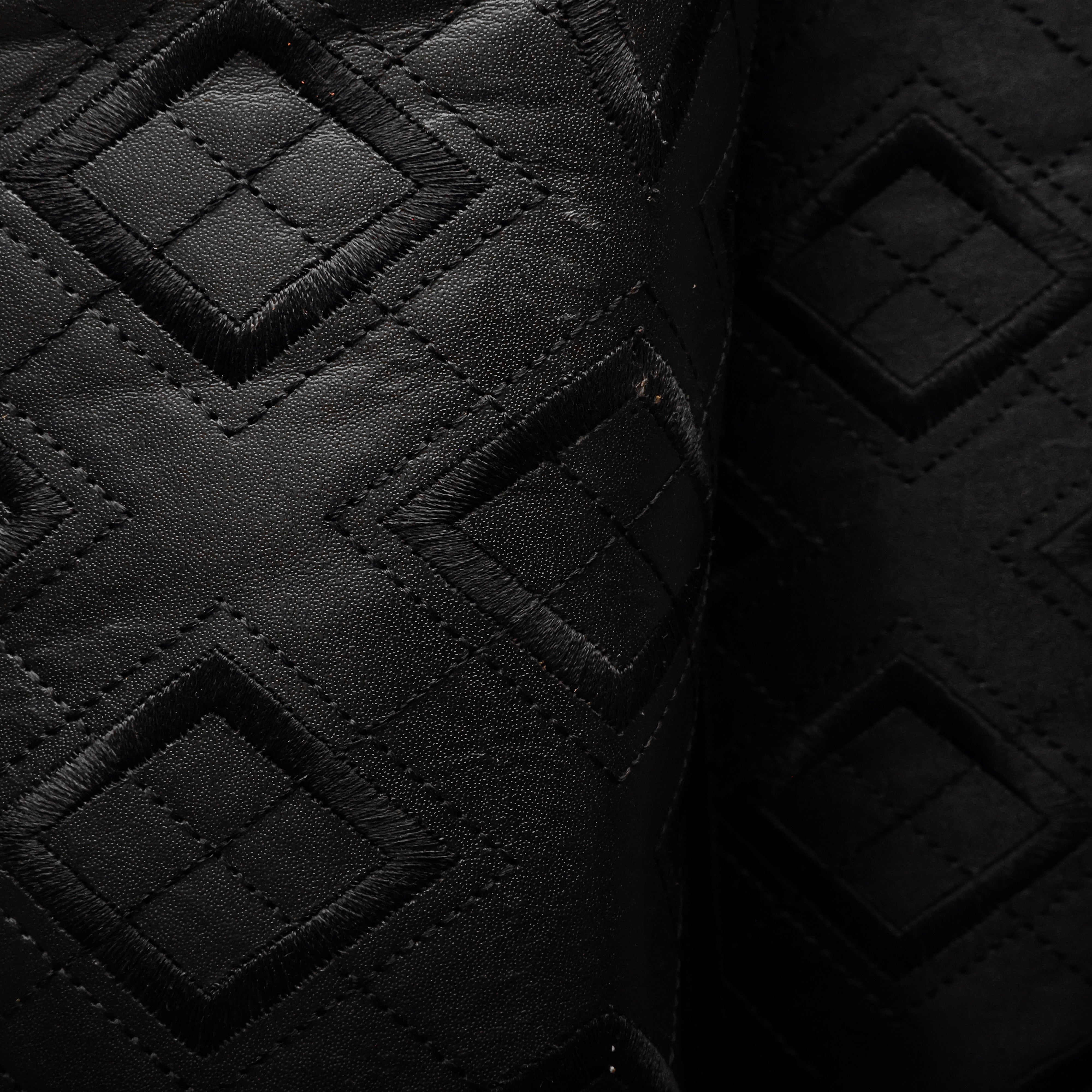 Black Ostrich Leather Boots - Square Toe